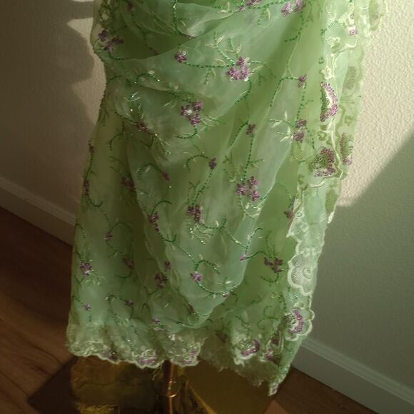 Y2K Designer Floral Beaded Fairy Prom Dress - Picture 4 of 6